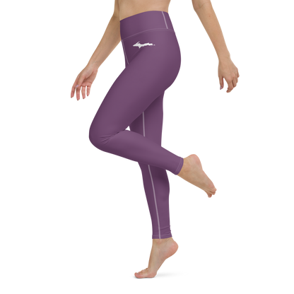 Michigan Upper Peninsula Yoga Leggings (w/ UP Outline) | Plum