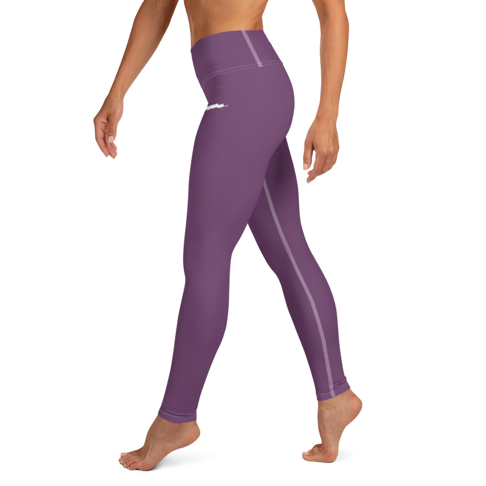 Michigan Upper Peninsula Yoga Leggings (w/ UP Outline) | Plum