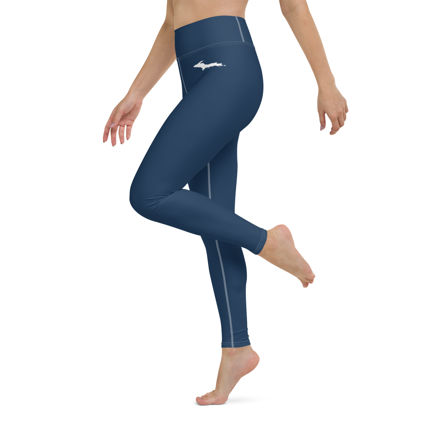 Michigan Upper Peninsula Yoga Leggings (w/ UP Outline) | Navy