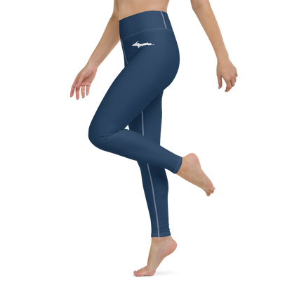 Michigan Upper Peninsula Yoga Leggings (w/ UP Outline) | Navy