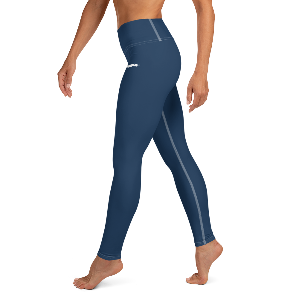 Michigan Upper Peninsula Yoga Leggings (w/ UP Outline) | Navy