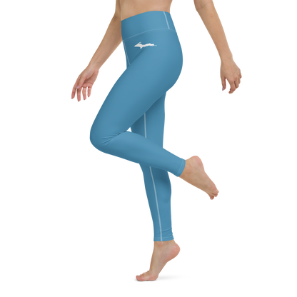 Michigan Upper Peninsula Yoga Leggings (w/ UP Outline) | Lake Michigan Blue