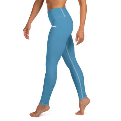 Michigan Upper Peninsula Yoga Leggings (w/ UP Outline) | Lake Michigan Blue