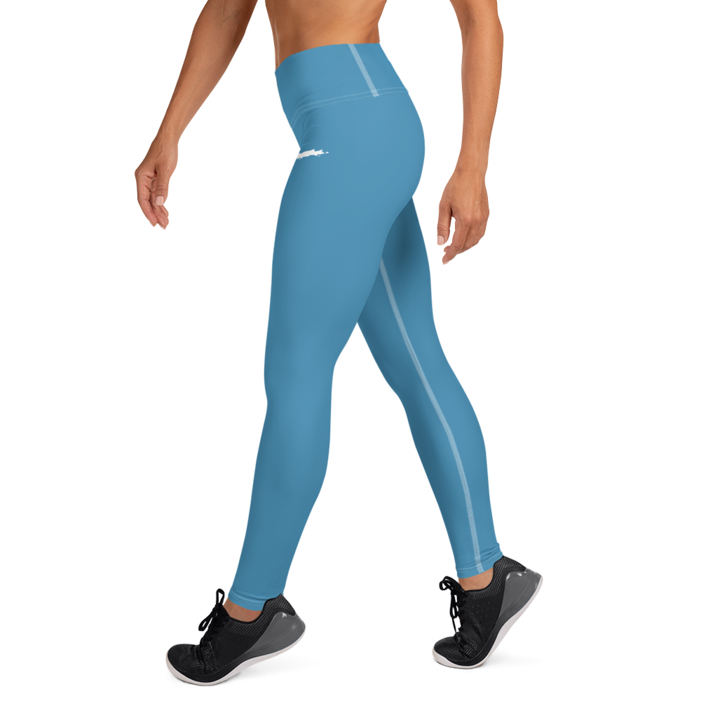 Michigan Upper Peninsula Yoga Leggings (w/ UP Outline) | Lake Michigan Blue