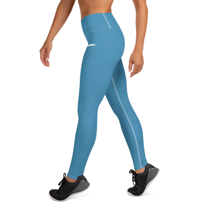 Michigan Upper Peninsula Yoga Leggings (w/ UP Outline) | Lake Michigan Blue