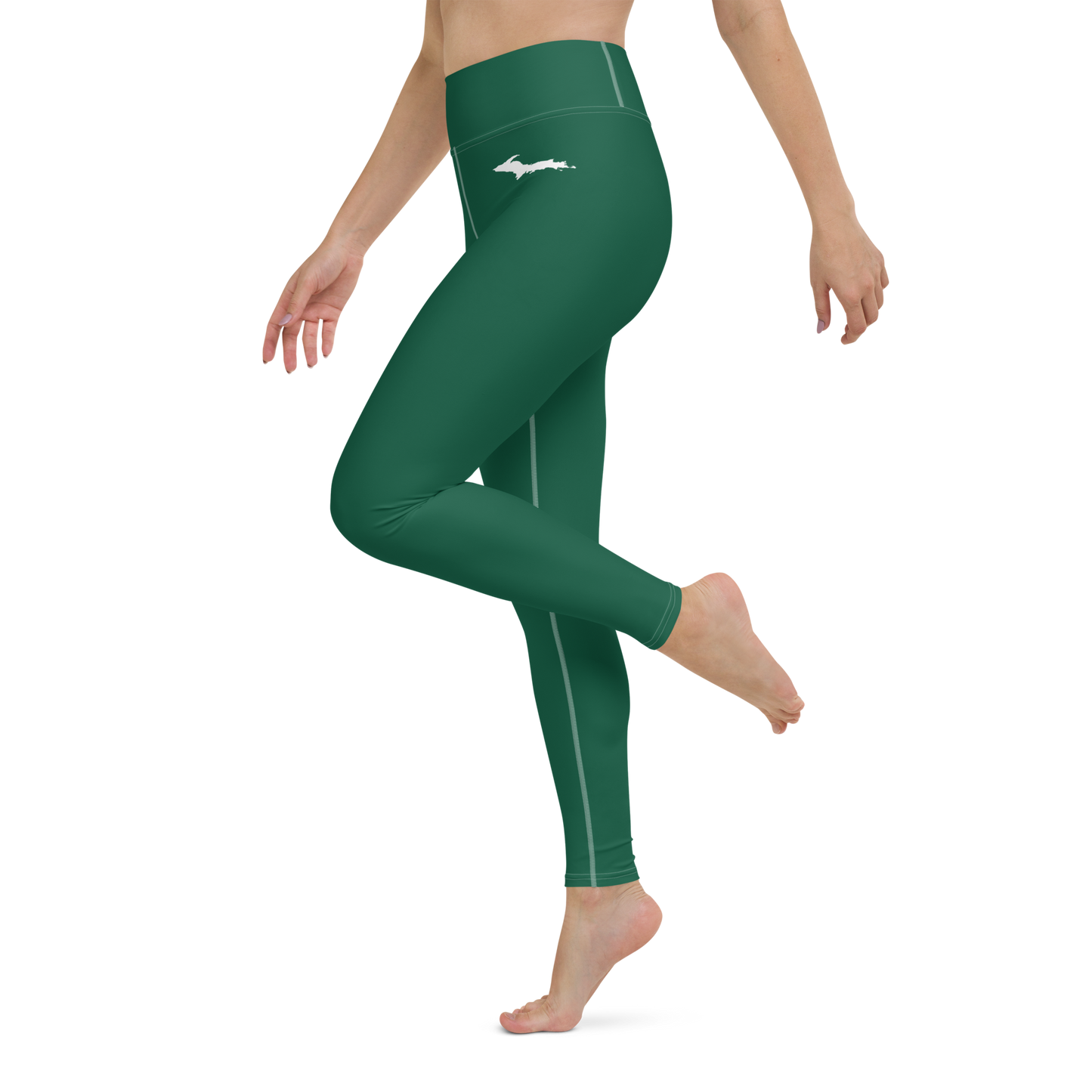 Michigan Upper Peninsula Yoga Leggings (w/ UP Outline) | Superior Green