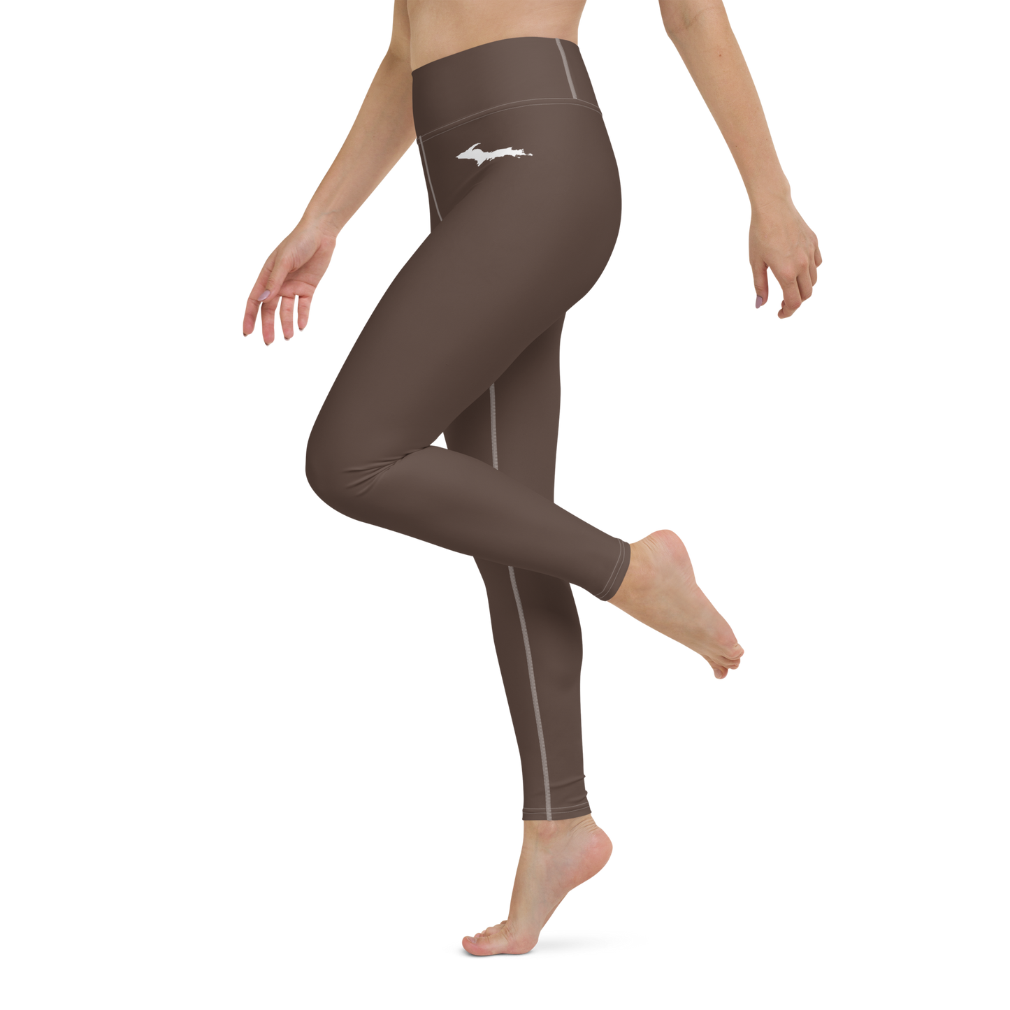 Michigan Upper Peninsula Yoga Leggings (w/ UP Outline) | Hickory Color