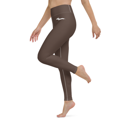 Michigan Upper Peninsula Yoga Leggings (w/ UP Outline) | Hickory Color