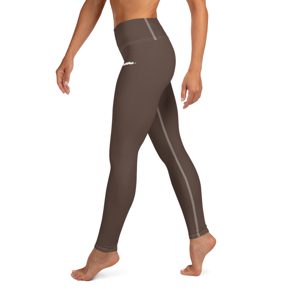 Michigan Upper Peninsula Yoga Leggings (w/ UP Outline) | Hickory Color