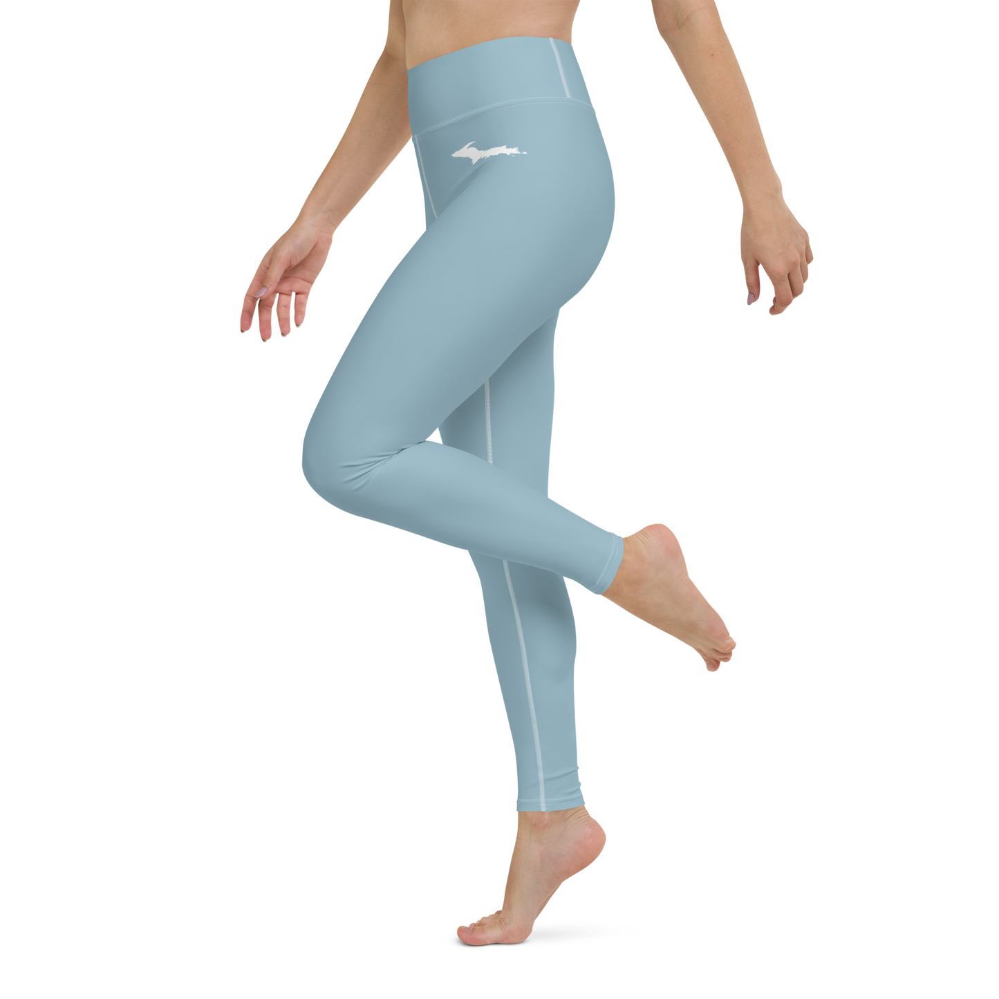 Michigan Upper Peninsula Yoga Leggings (w/ UP Outline) | Opal Blue