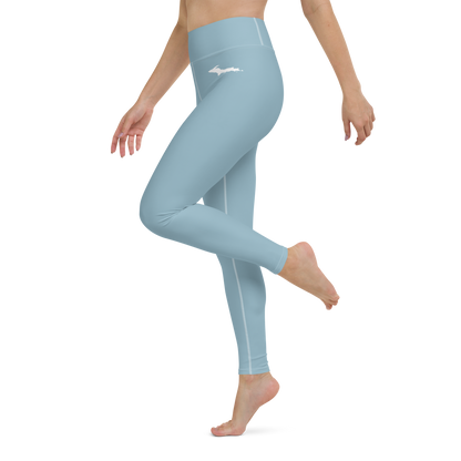 Michigan Upper Peninsula Yoga Leggings (w/ UP Outline) | Opal Blue