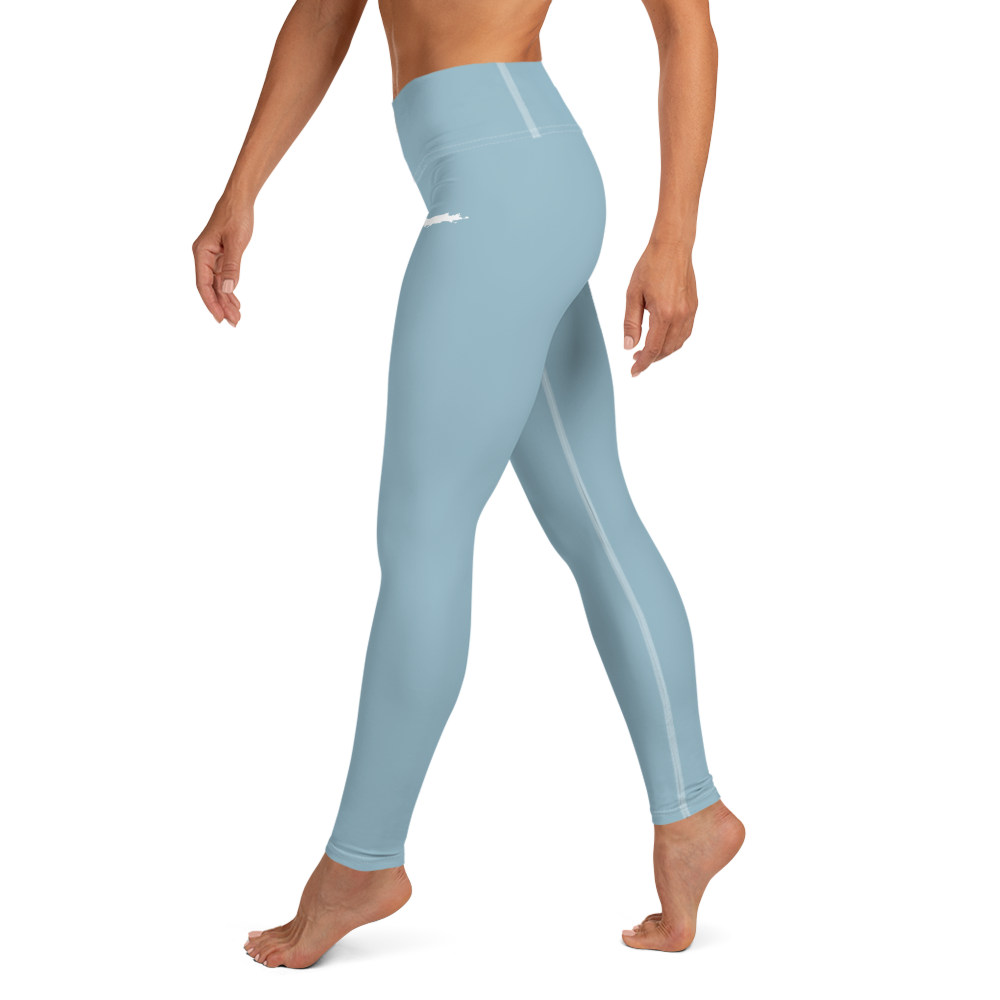 Michigan Upper Peninsula Yoga Leggings (w/ UP Outline) | Opal Blue