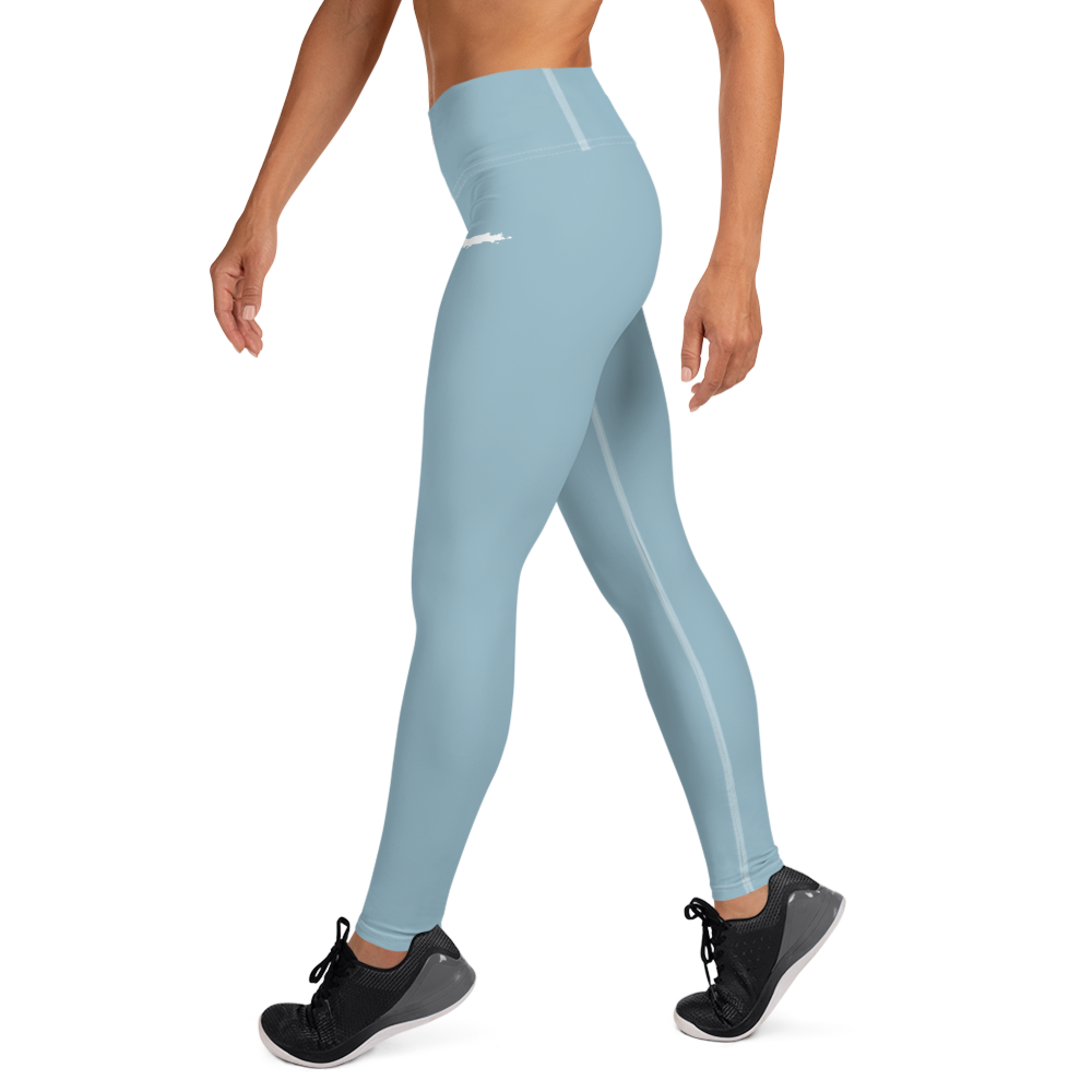 Michigan Upper Peninsula Yoga Leggings (w/ UP Outline) | Opal Blue