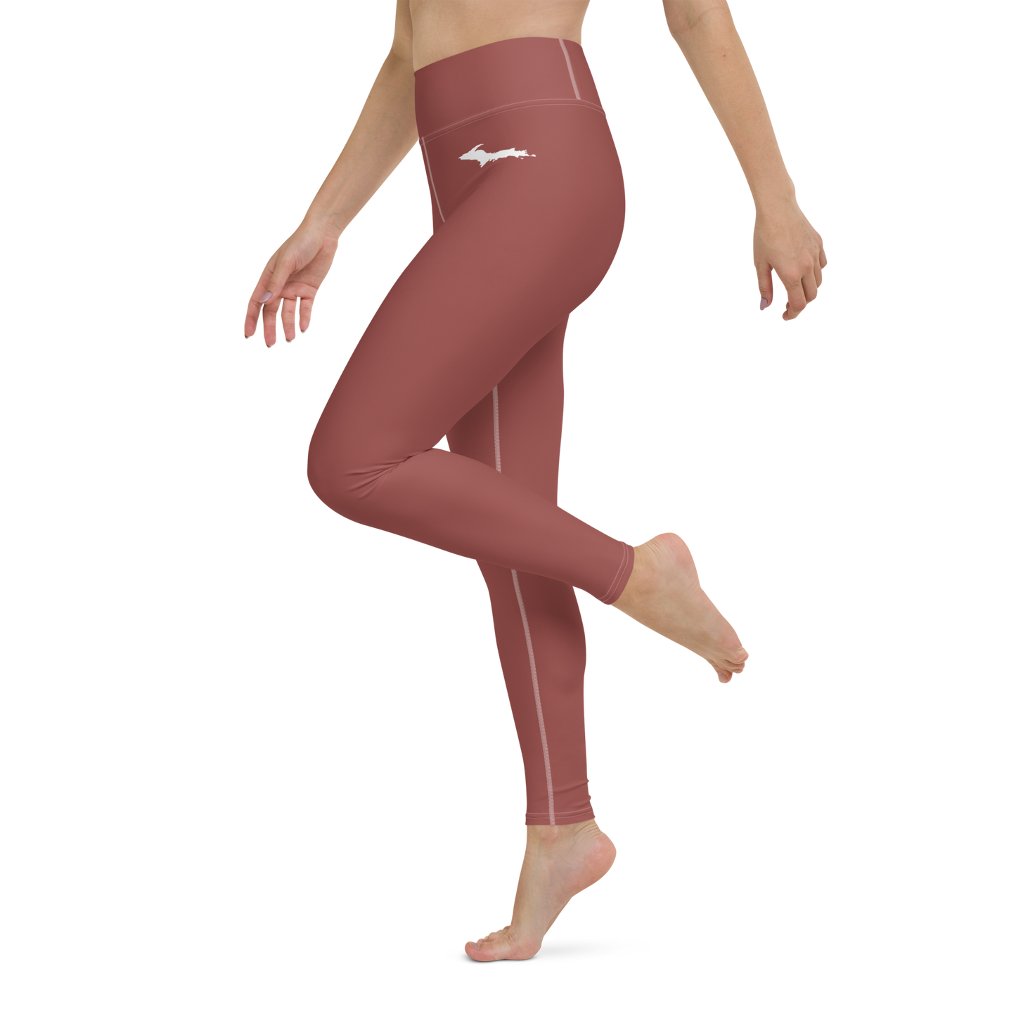 Michigan Upper Peninsula Yoga Leggings (w/ UP Outline) | Ore Dock Red