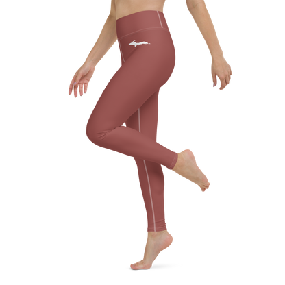 Michigan Upper Peninsula Yoga Leggings (w/ UP Outline) | Ore Dock Red