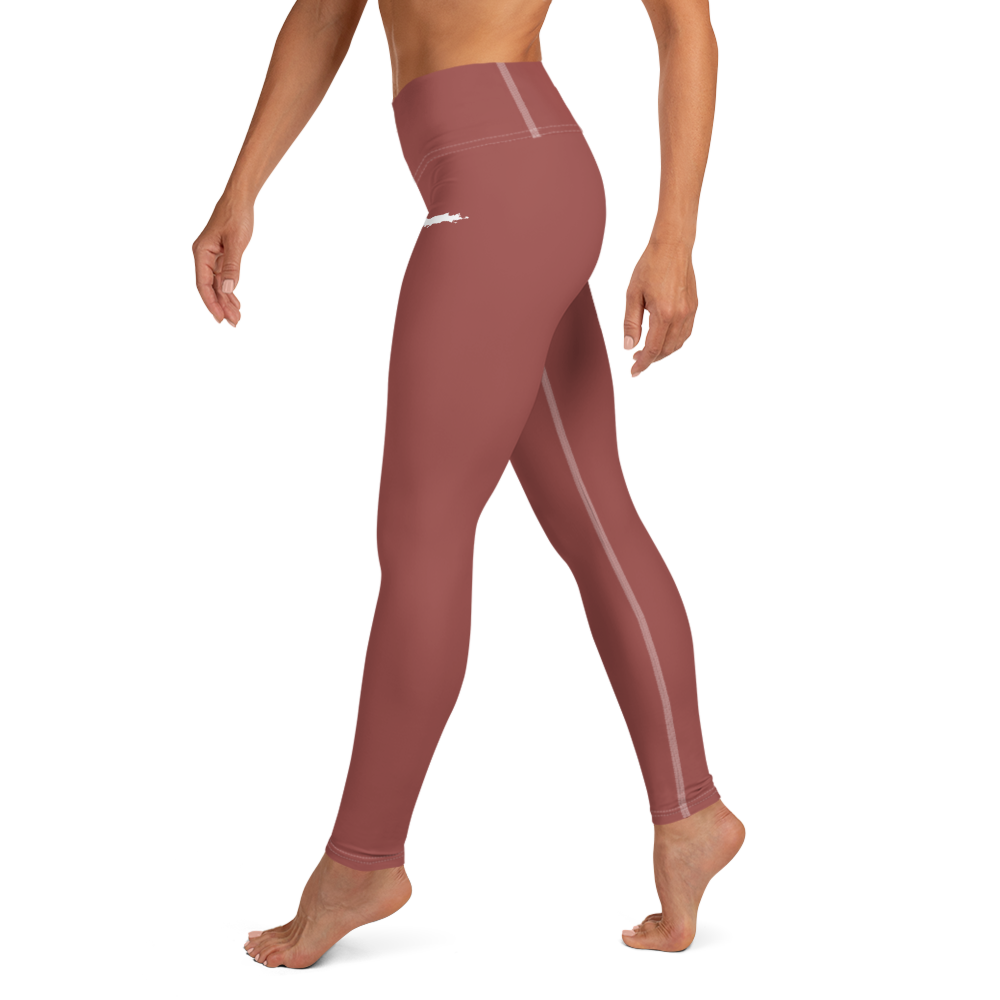 Michigan Upper Peninsula Yoga Leggings (w/ UP Outline) | Ore Dock Red