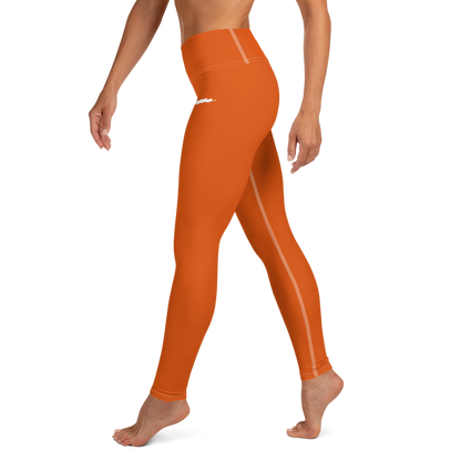 Michigan Upper Peninsula Yoga Leggings (w/ UP Outline) | Maple Leaf Orange