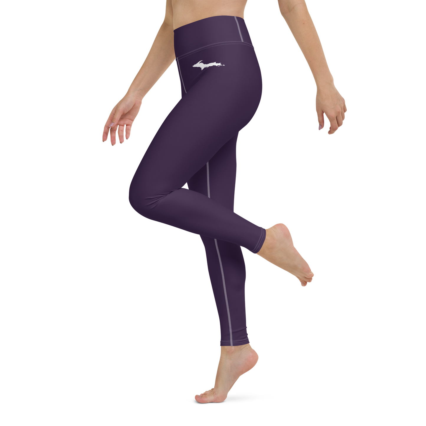 Michigan Upper Peninsula Yoga Leggings (w/ UP Outline) | Blackcurrant