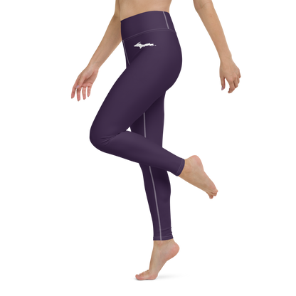 Michigan Upper Peninsula Yoga Leggings (w/ UP Outline) | Blackcurrant