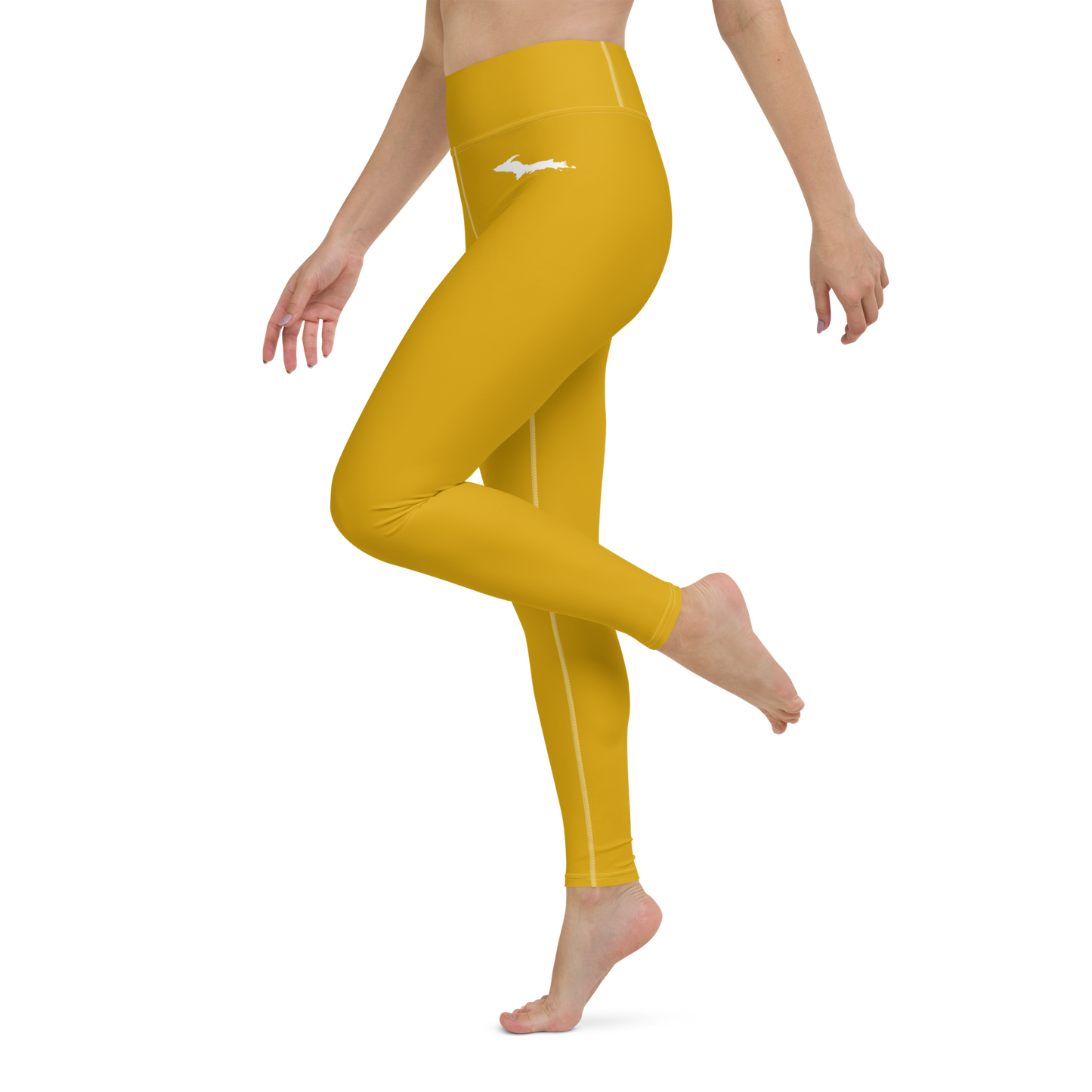 Michigan Upper Peninsula Yoga Leggings (w/ UP Outline) | Gold