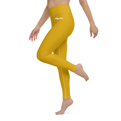 Michigan Upper Peninsula Yoga Leggings (w/ UP Outline) | Gold