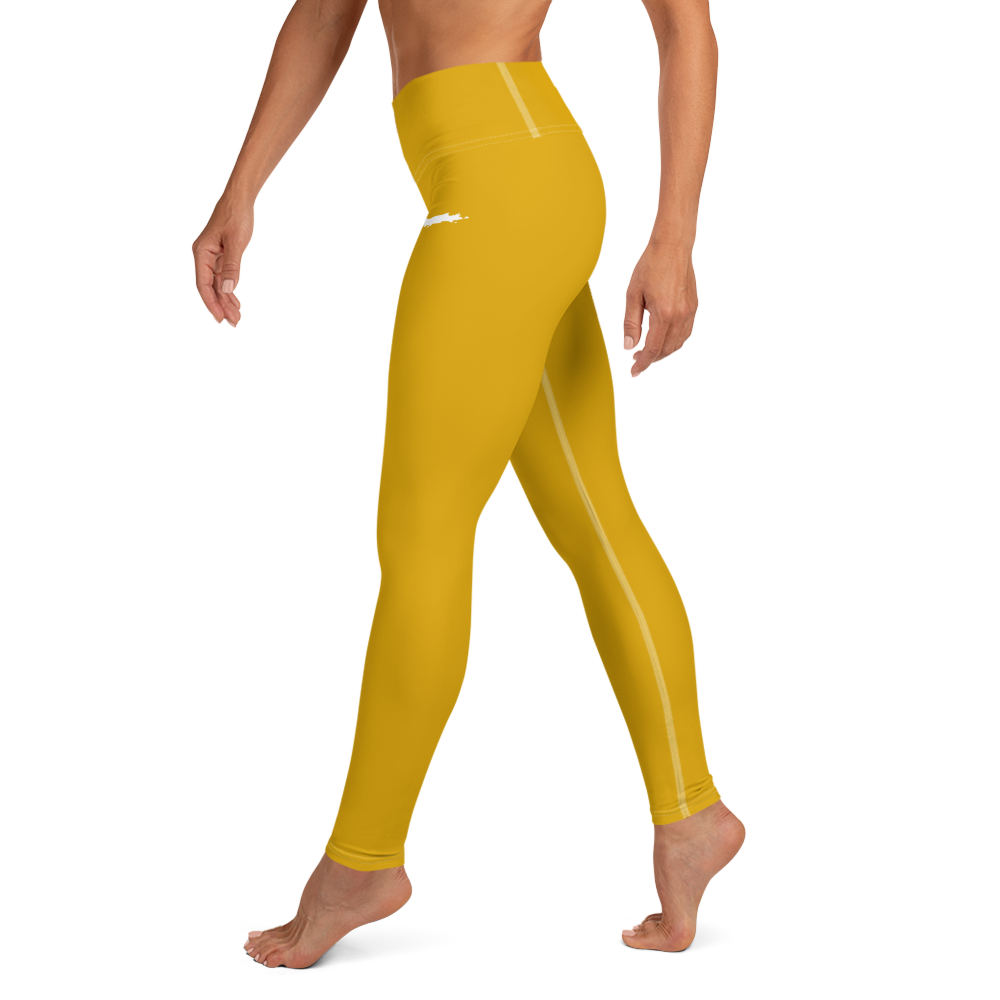 Michigan Upper Peninsula Yoga Leggings (w/ UP Outline) | Gold