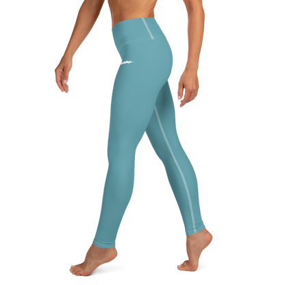 Michigan Upper Peninsula Yoga Leggings (w/ UP Outline) | Lake Huron Blue