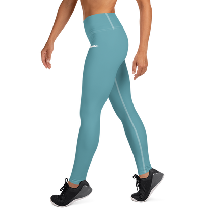 Michigan Upper Peninsula Yoga Leggings (w/ UP Outline) | Lake Huron Blue