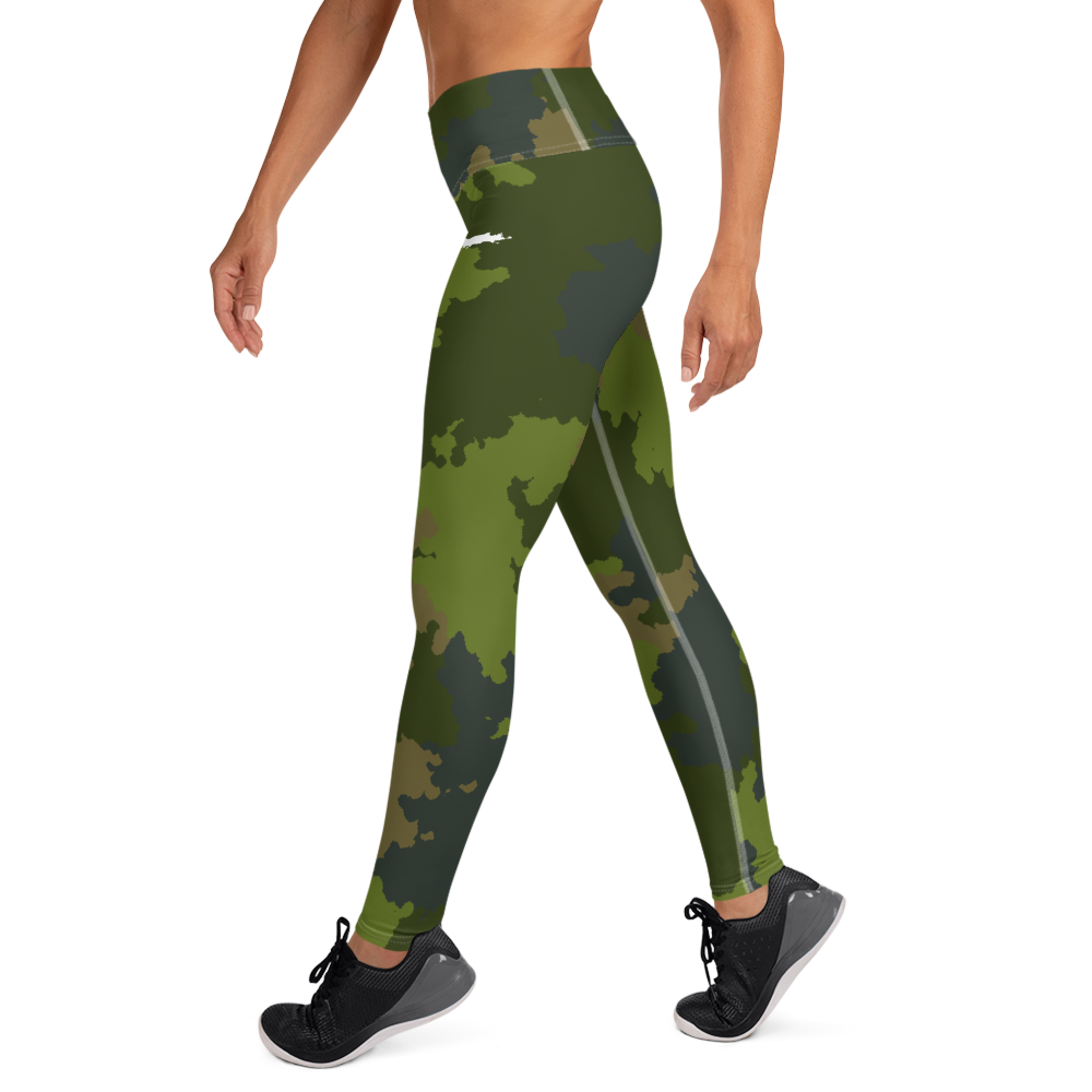 Michigan Upper Peninsula Yoga Leggings (w/ UP Outline) | Woodland Camo