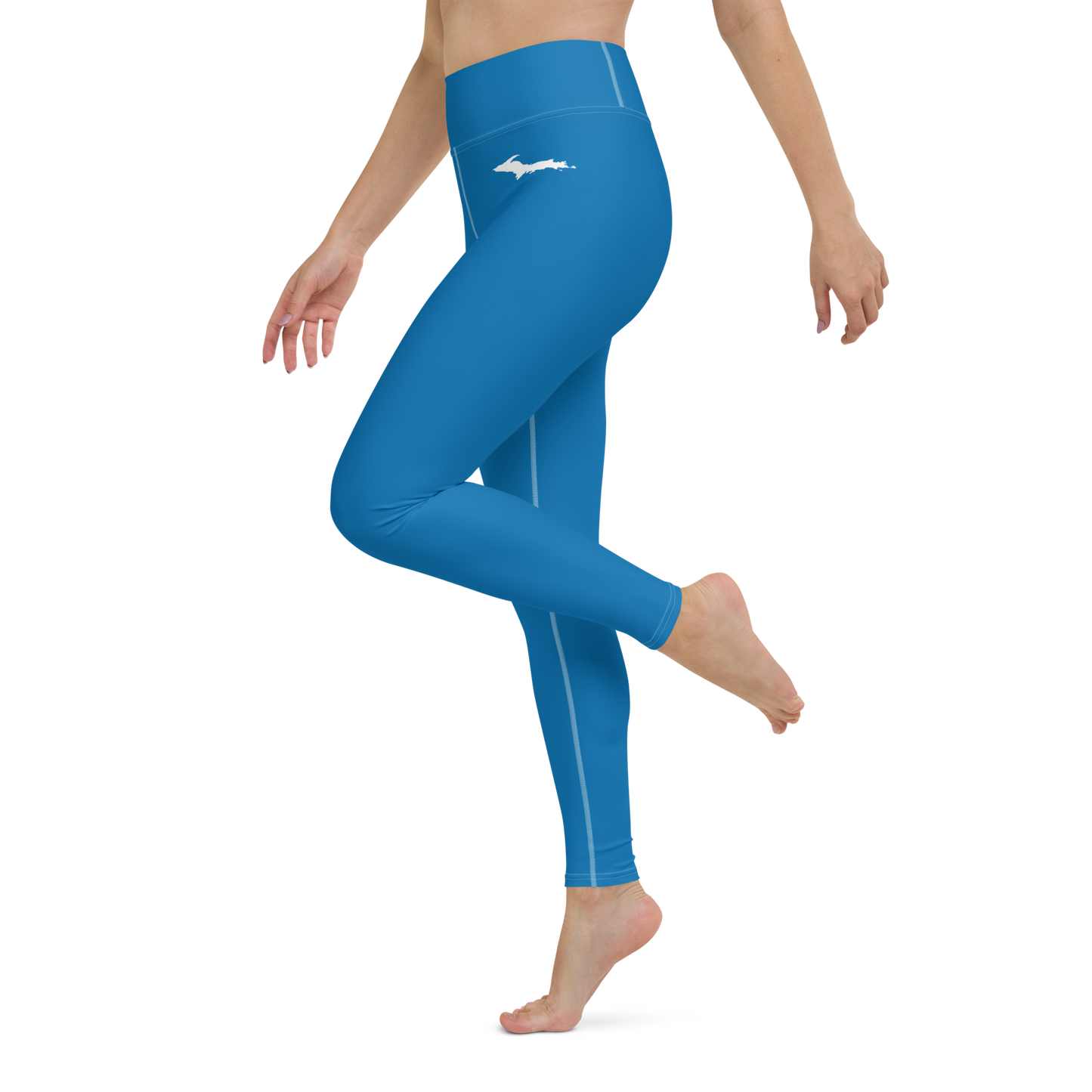 Michigan Upper Peninsula Yoga Leggings (w/ UP Outline) | Azure