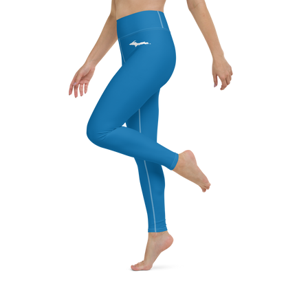 Michigan Upper Peninsula Yoga Leggings (w/ UP Outline) | Azure