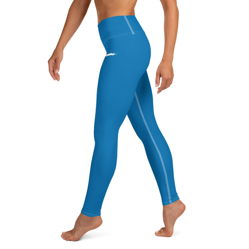 Michigan Upper Peninsula Yoga Leggings (w/ UP Outline) | Azure