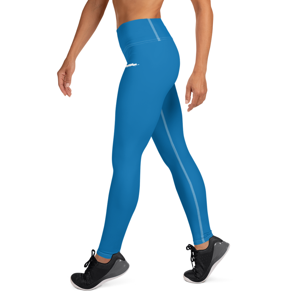 Michigan Upper Peninsula Yoga Leggings (w/ UP Outline) | Azure