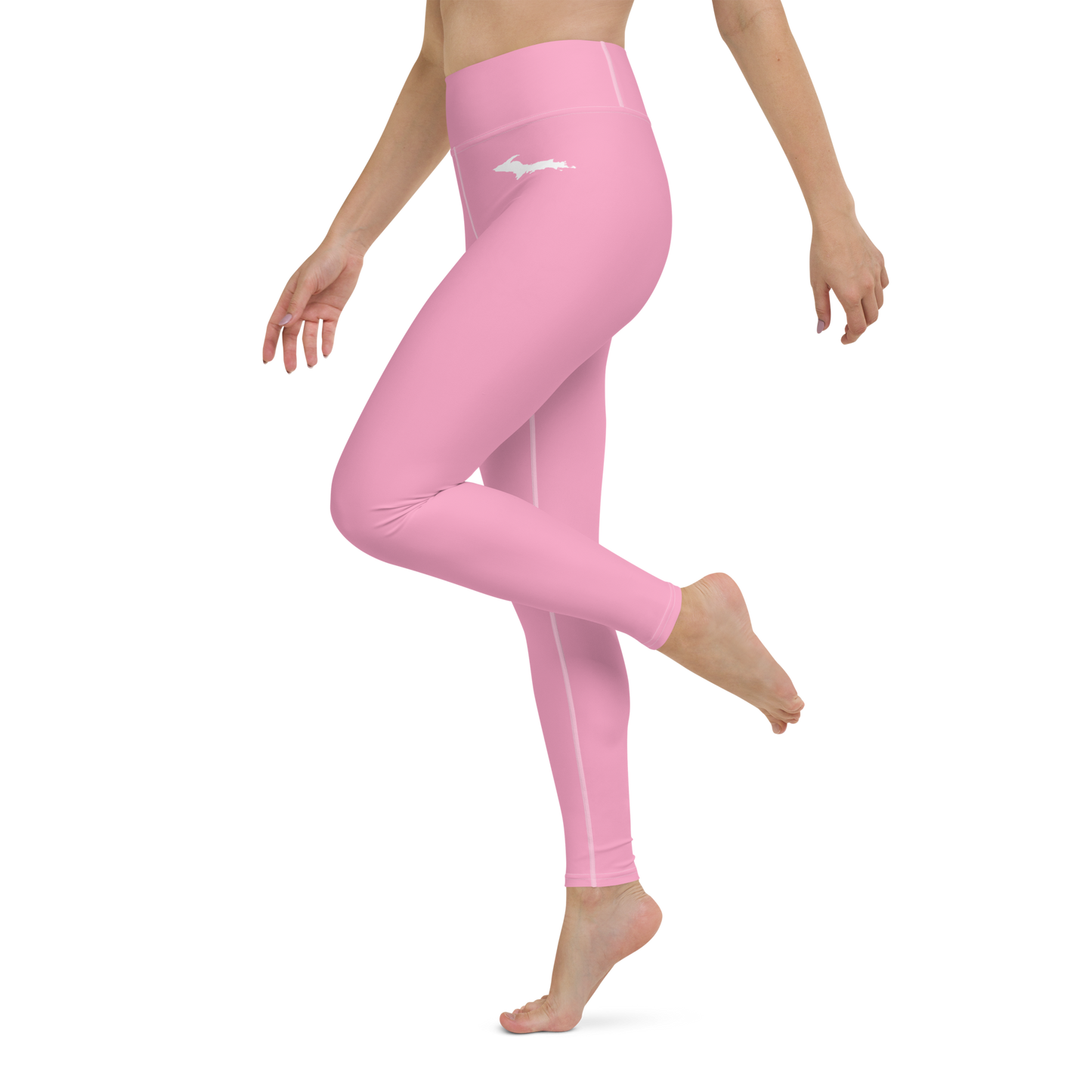 Michigan Upper Peninsula Yoga Leggings (w/ UP Outline) | '67 Caddie Pink