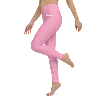 Michigan Upper Peninsula Yoga Leggings (w/ UP Outline) | '67 Caddie Pink