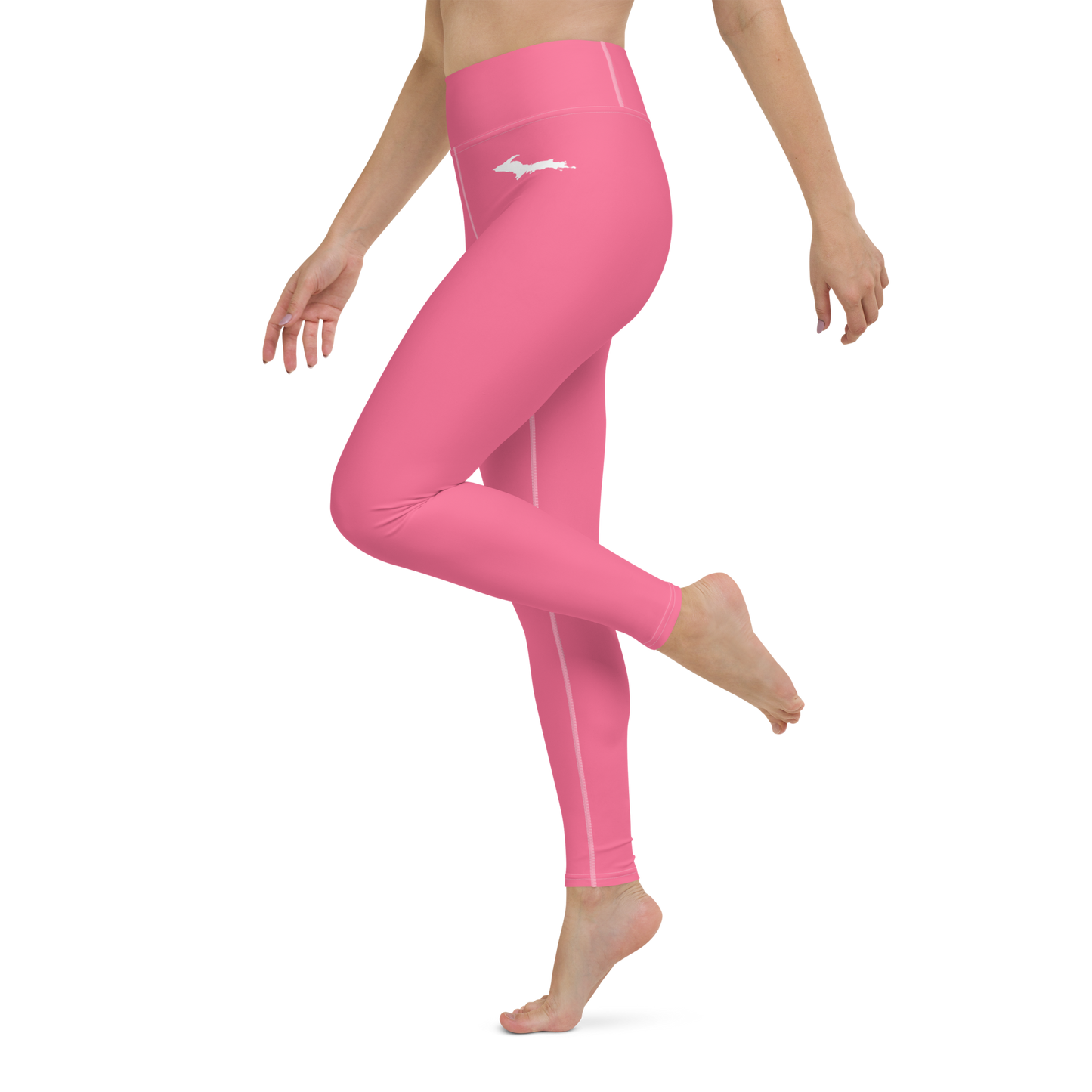 Michigan Upper Peninsula Yoga Leggings (w/ UP Outline) | Rhodochrosite Pink