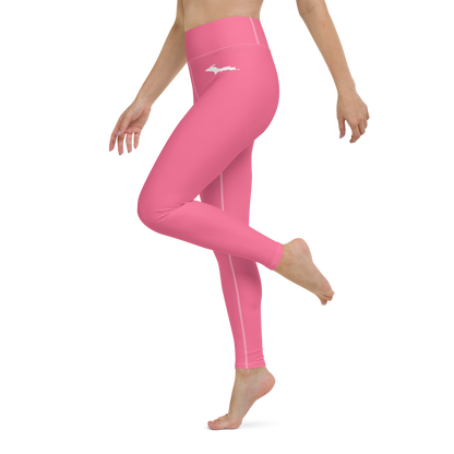 Michigan Upper Peninsula Yoga Leggings (w/ UP Outline) | Rhodochrosite Pink