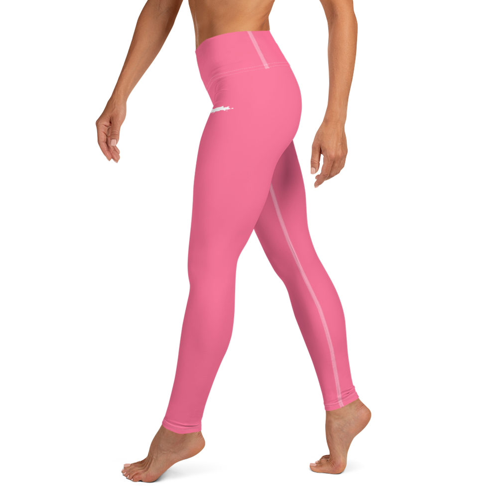 Michigan Upper Peninsula Yoga Leggings (w/ UP Outline) | Rhodochrosite Pink