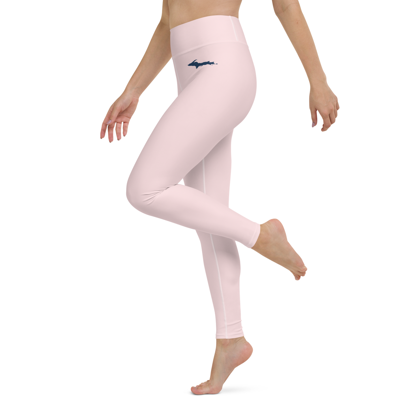 Michigan Upper Peninsula Yoga Leggings (w/ UP Outline) | Pale Pink