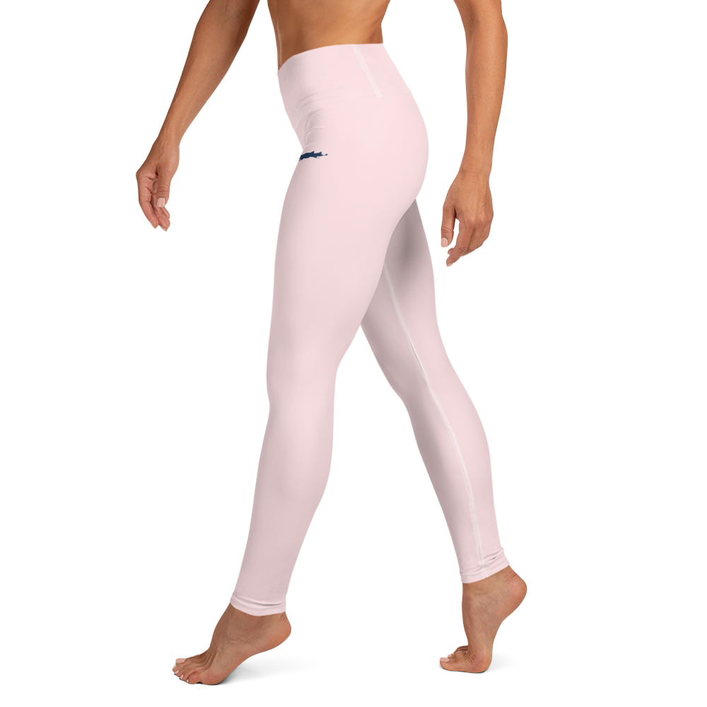 Michigan Upper Peninsula Yoga Leggings (w/ UP Outline) | Pale Pink