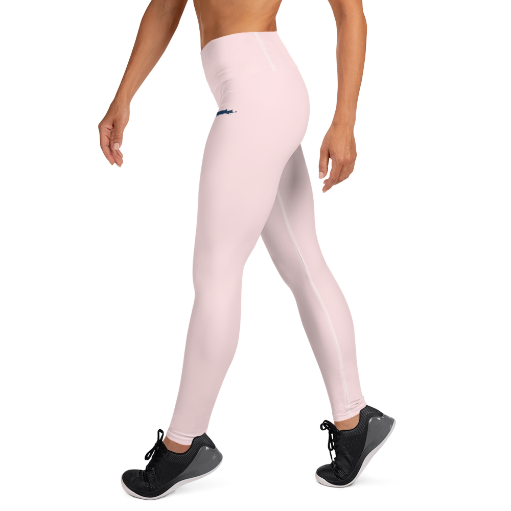 Michigan Upper Peninsula Yoga Leggings (w/ UP Outline) | Pale Pink