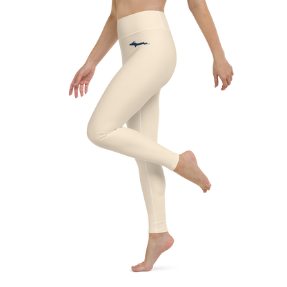 Michigan Upper Peninsula Yoga Leggings (w/ UP Outline) | Champagne White