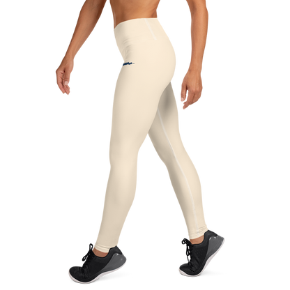 Michigan Upper Peninsula Yoga Leggings (w/ UP Outline) | Champagne White