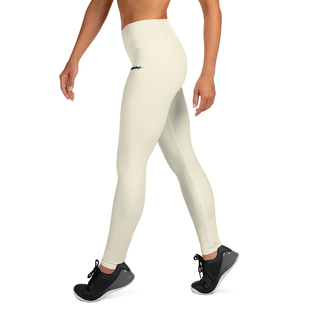 Michigan Upper Peninsula Yoga Leggings (w/ UP Outline) | Ivory