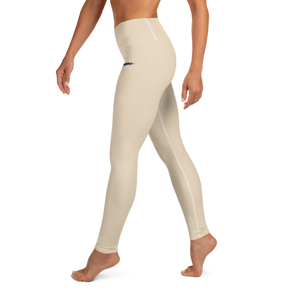 Michigan Upper Peninsula Yoga Leggings (w/ UP Outline) | Canvas Color