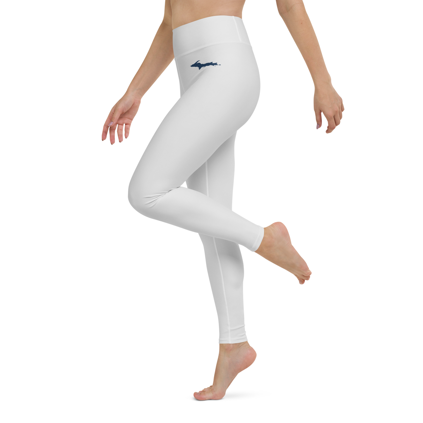 Michigan Upper Peninsula Yoga Leggings (w/ UP Outline) | Birch Bark White