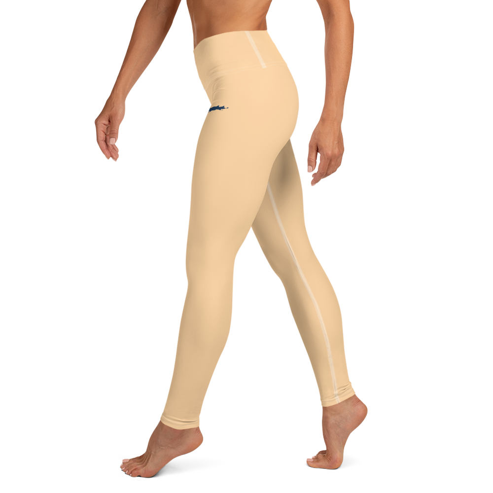 Michigan Upper Peninsula Yoga Leggings (w/ UP Outline) | Pale Apricot