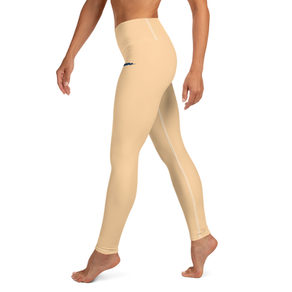 Michigan Upper Peninsula Yoga Leggings (w/ UP Outline) | Pale Apricot