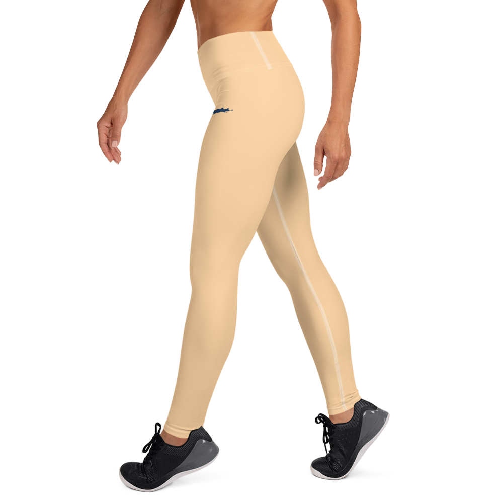 Michigan Upper Peninsula Yoga Leggings (w/ UP Outline) | Pale Apricot