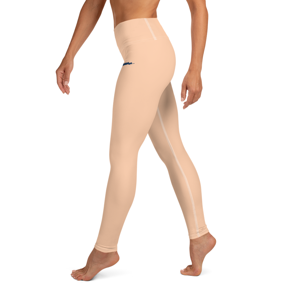 Michigan Upper Peninsula Yoga Leggings (w/ UP Outline) | Peach